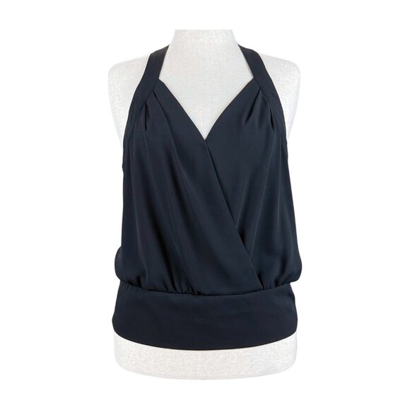 7TH AVENUE DESIGN STUDIO BLACK HALTER STYLE BLOUSE, SIZE L - Picture 1 of 4